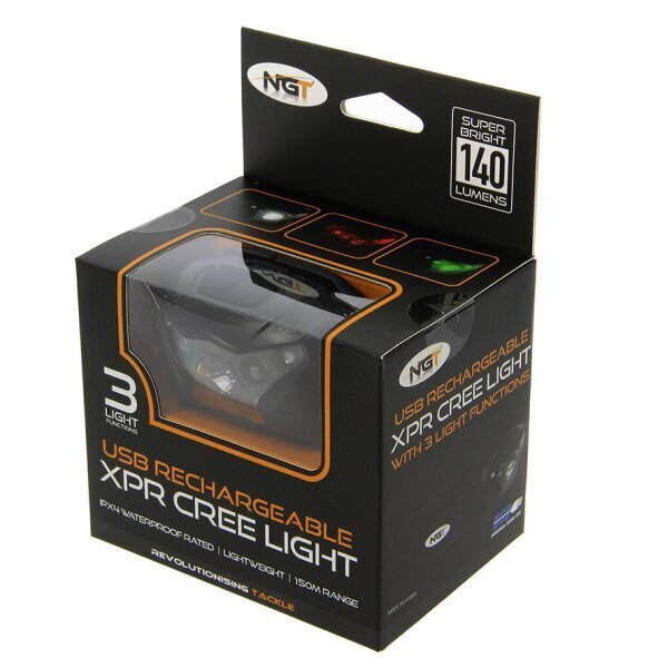Galvas lampa XPR Cree 140Lm ar USB lādējamo un sarkano/zaļo gaismu цена и информация | Lukturi un prožektori | 220.lv