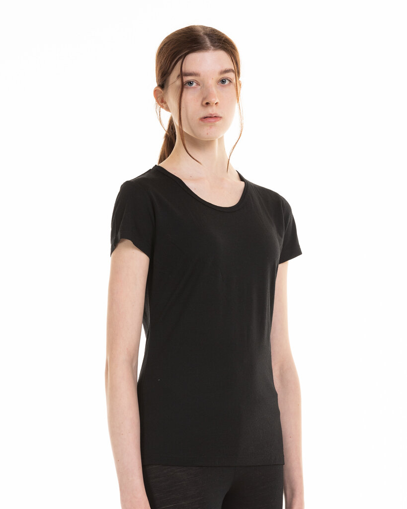 T-krekls no merino vilnas sievietēm, melns