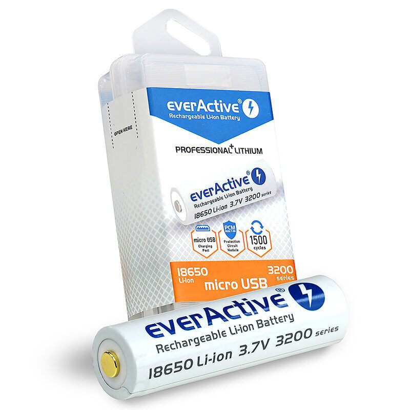 everActive USB uzlādējams akumulators ar PCM 18650 3200mAh цена и информация | Baterijas | 220.lv