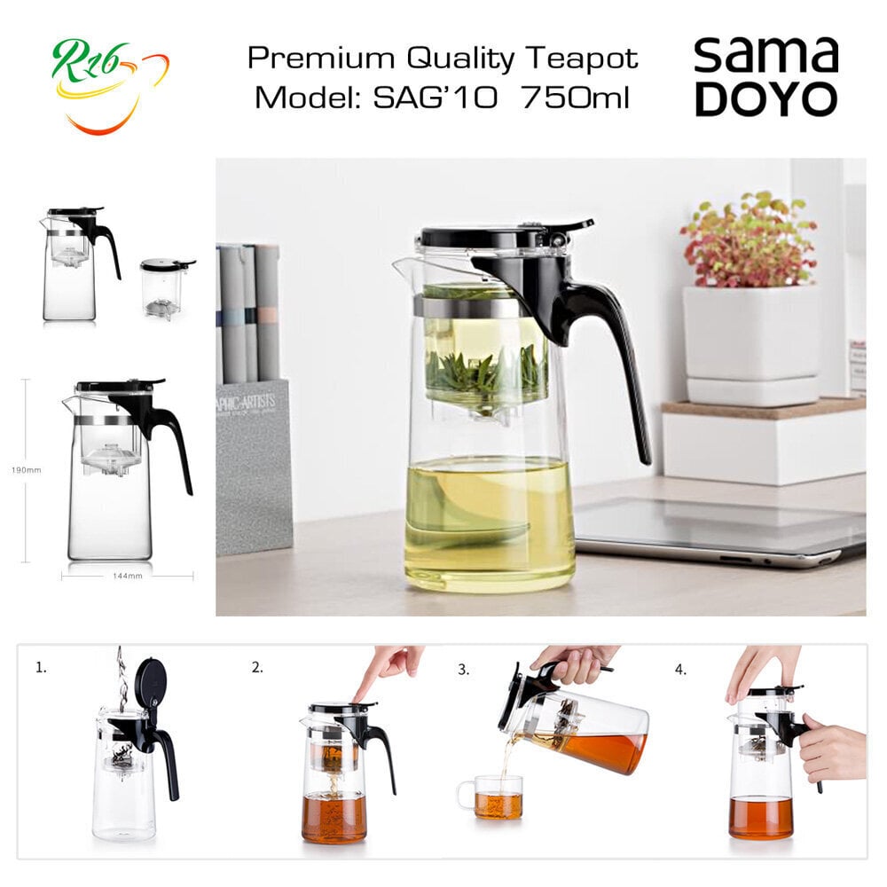 SAMADOYO Premium klases tējkanna SAG10, Premium Quality Teapot, 750 ml cena un informācija | Glāzes, krūzes, karafes | 220.lv