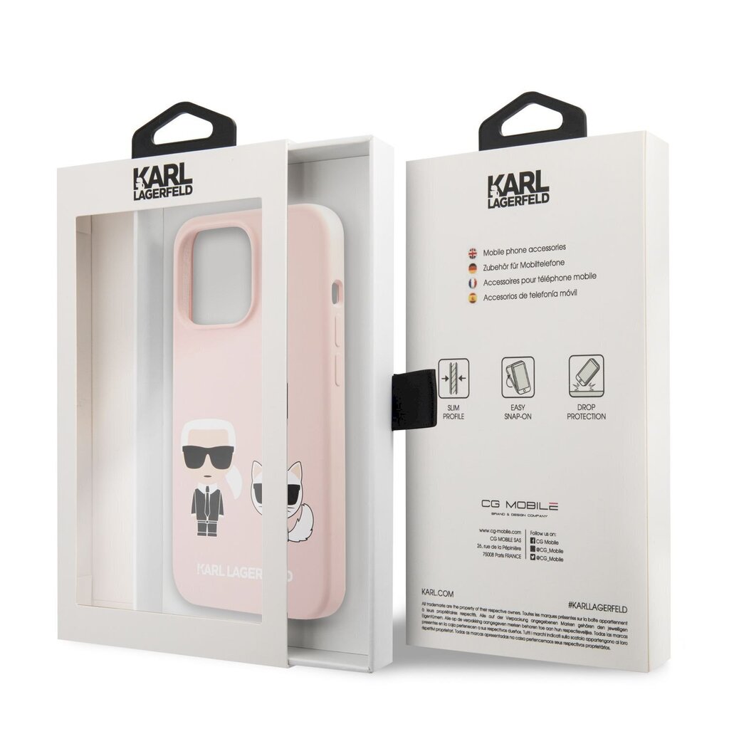KLHCP13LSSKCI Karl Lagerfeld and Choupette Liquid Silicone Case for iPhone 13 Pro Pink cena un informācija | Telefonu vāciņi, maciņi | 220.lv