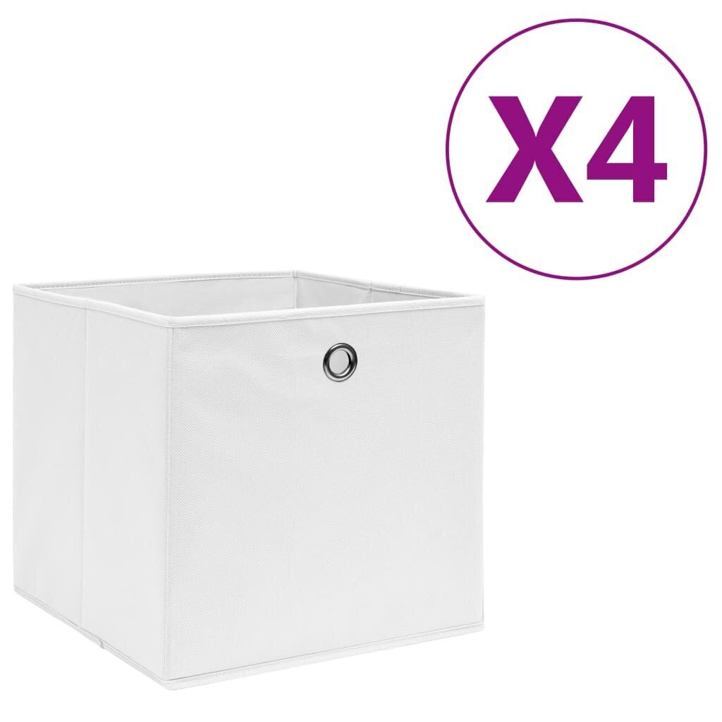 Uzglabāšanas kastes - vidaXL, 4 gab., 28x28x28 cm, balts neausts audums cena un informācija | Veļas grozi un mantu uzglabāšanas kastes | 220.lv