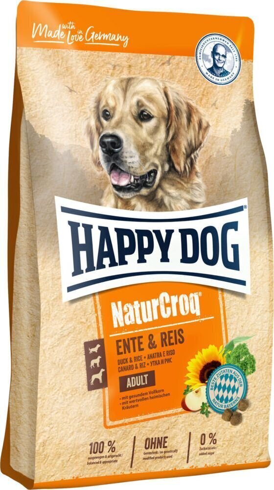 Happy Dog NaturCroq Ente&Reis ar pīli un rīsiem pieaugušiem suņiem, 12 kg cena un informācija | Sausā barība suņiem | 220.lv
