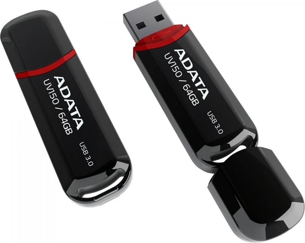 A-DATA UV150 64GB USB3.0 Stick Black цена и информация | USB Atmiņas kartes | 220.lv