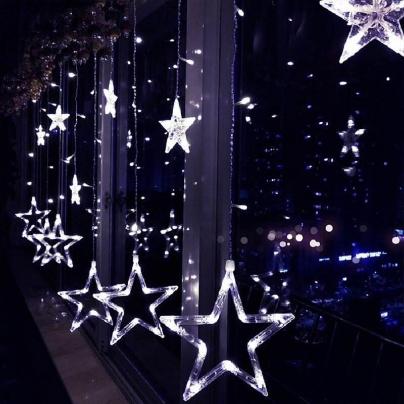 LED lampiņu aizkars "Zvaigznes" цена и информация | Ziemassvētku lampiņas, LED virtenes | 220.lv