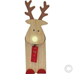 Ziemassvētku LED gaismas dekors Koka briedis ar izgaismotu degunu, ar 6h taimeri, 524659 (20.0 cm) cena un informācija | Ziemassvētku dekorācijas | 220.lv