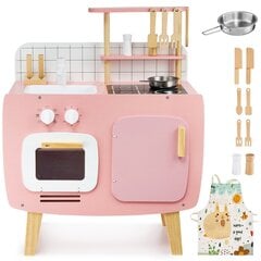 Koka retro virtuve ar priekšautu un aksesuāriem - rozā cena un informācija | Rotaļlietas meitenēm | 220.lv