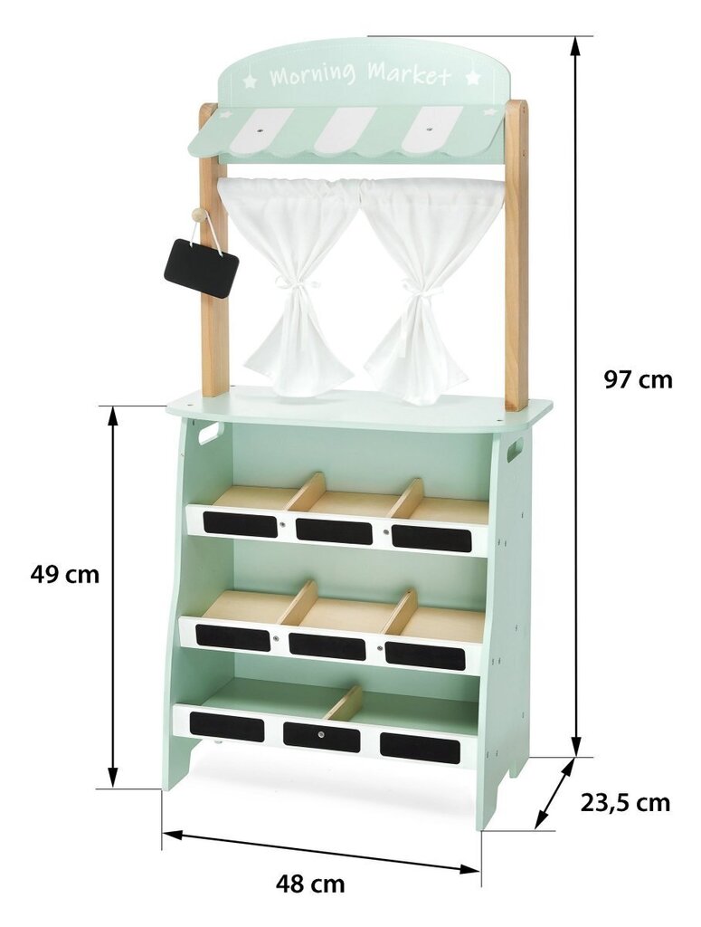 Liels koka veikals - stends un leļļu teātris 2in1 ar svariem, maksājumu termināli, dārzeņi un augļi cena un informācija | Rotaļlietas meitenēm | 220.lv