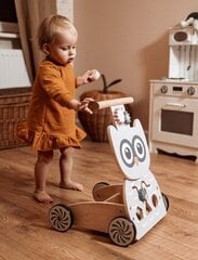 Деревянные многофункциональные ходунки - толкач - коляска с кубиками - Сова цена и информация | Игрушки для малышей | 220.lv