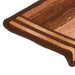 vidaXL kāpņu paklāji, 15 gab., pašlīmējoši, 65x25 cm, brūni cena un informācija | Paklāji | 220.lv