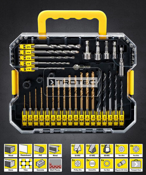 Urbju un vītņu uzgaļu komplekts Trotec 49 gab. цена и информация | Rokas instrumenti | 220.lv