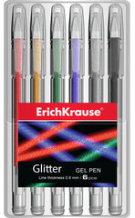 Ручки гелевые цветные ErichKrause R-301 Glitter, 6 цветов цена и информация | Письменные принадлежности | 220.lv