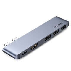 Adapteris Ugreen Multifunctional HUB 2x USB Typ C - USB Typ C PD (Thunderbolt 3, 100W, 4K@60 Hz, 10 Gbps) / HDMI 4K@30 Hz / 3x USB 3.0 for MacBook Pro / Air gray (60559) цена и информация | Адаптеры и USB разветвители | 220.lv