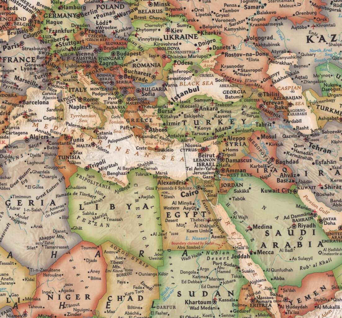 Antīka stila pasaules politiskā sienas karte, National Geographic, 193×295 cm, ENG cena un informācija | Pasaules kartes | 220.lv