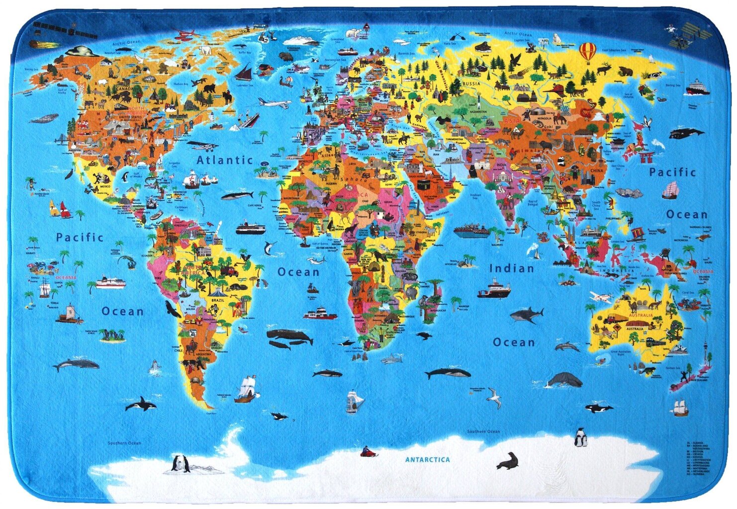 Ilustrēts paklājs/pasaules karte bērniem cena un informācija | Pasaules kartes | 220.lv