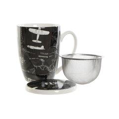 Tasīte ar Tējas Filtru DKD Home Decor Balts Melns Nerūsējošais tērauds Porcelāns (380 ml) (2 pcs) cena un informācija | Glāzes, krūzes, karafes | 220.lv