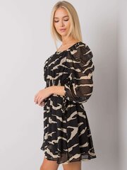 Женское черное платье цвета экрю с принтами цена и информация | Платья | 220.lv