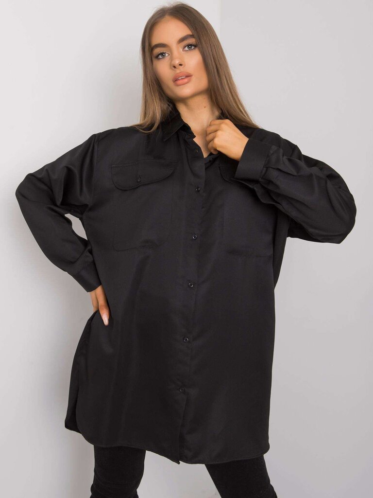 Sieviešu melns kokvilnas krekls. cena un informācija | Blūzes, sieviešu krekli | 220.lv