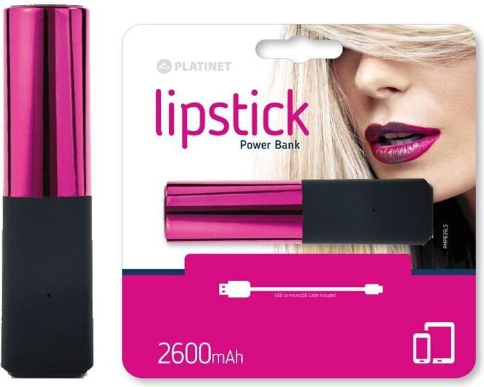 Platinet lādētājs-akumulators Lipstick 2600mAh, rozā цена и информация | Lādētāji-akumulatori (Power bank) | 220.lv