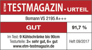 Bomann VS 2195 W brīvstāvošs ledusskapis bez saldētavas, 84.5cm, A+++, balts cena un informācija | Ledusskapji | 220.lv