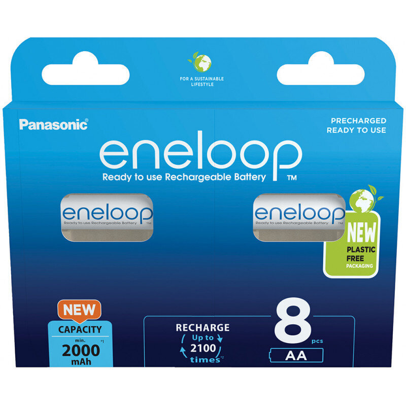 Panasonic Eneloop BK-3MCCE/8BE uzlādējami elementi, 8 gab. цена и информация | Baterijas | 220.lv
