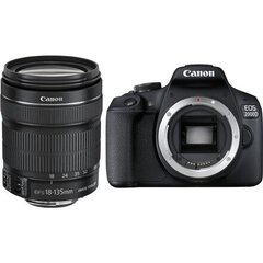 Canon EOS 2000D + 18-135mm IS Kit, black цена и информация | Цифровые фотоаппараты | 220.lv