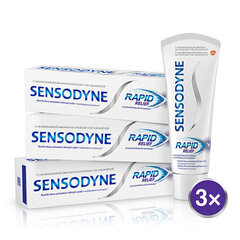 Zobu pasta jutīgiem zobiem Sensodyne Rapid, 3 x 75 ml цена и информация | Зубные щетки, пасты | 220.lv