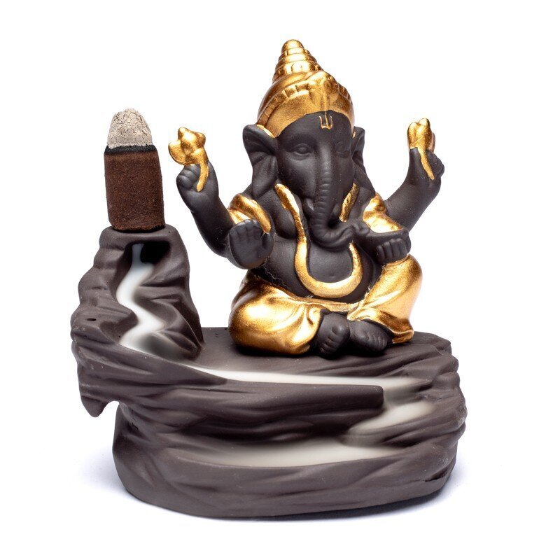 Vīraka deglis ar reverso plūsmu Ganesha, 11 x 11 x 9 cm cena un informācija | Sveces un svečturi | 220.lv