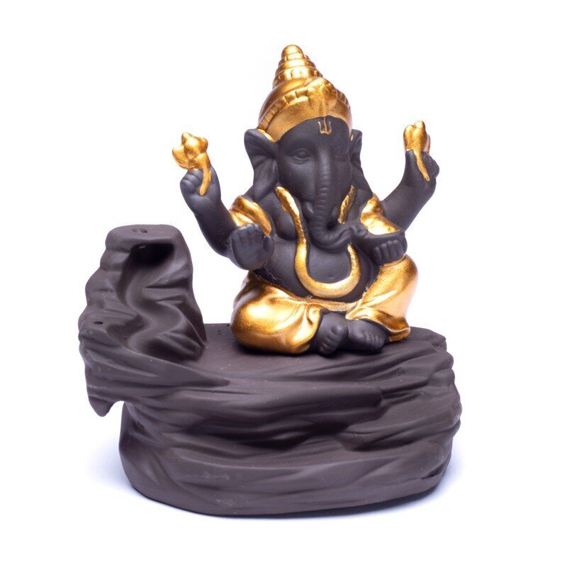 Vīraka deglis ar reverso plūsmu Ganesha, 11 x 11 x 9 cm cena un informācija | Sveces un svečturi | 220.lv