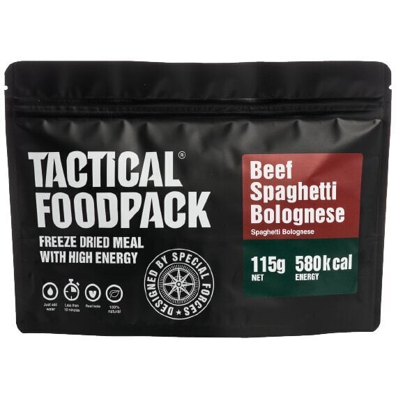 Spageti ar liellopa gaļu tomātu mērcē Tactical Foodpack cena un informācija | Gatavā kulinārija | 220.lv