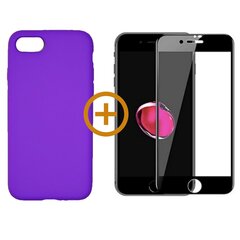 360 aizsardzība - komplekts silikona vāciņš iPhone 7/8, SE2020 violeta un aizsargstikls melns цена и информация | Чехлы для телефонов | 220.lv