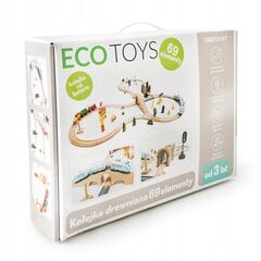 Koka vilciens vadāms ar akumulatoru no 69 gab. daļām, Ecotoys цена и информация | Игрушки для мальчиков | 220.lv