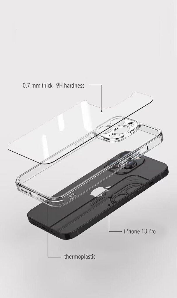 Aizsargvāciņš Crystal Clear Hard case integrated tempered glass Soundberry paredzēts Apple iPhone 13 Pro cena un informācija | Telefonu vāciņi, maciņi | 220.lv