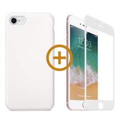 Силиконовый чехол «SoundBerry» белый Full protection + белое защитное стекло для iPhone 7/8, SE2020 цена и информация | Чехлы для телефонов | 220.lv