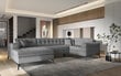 Stūra dīvāns NORE Montez Flores, pelēks cena un informācija | Stūra dīvāni | 220.lv