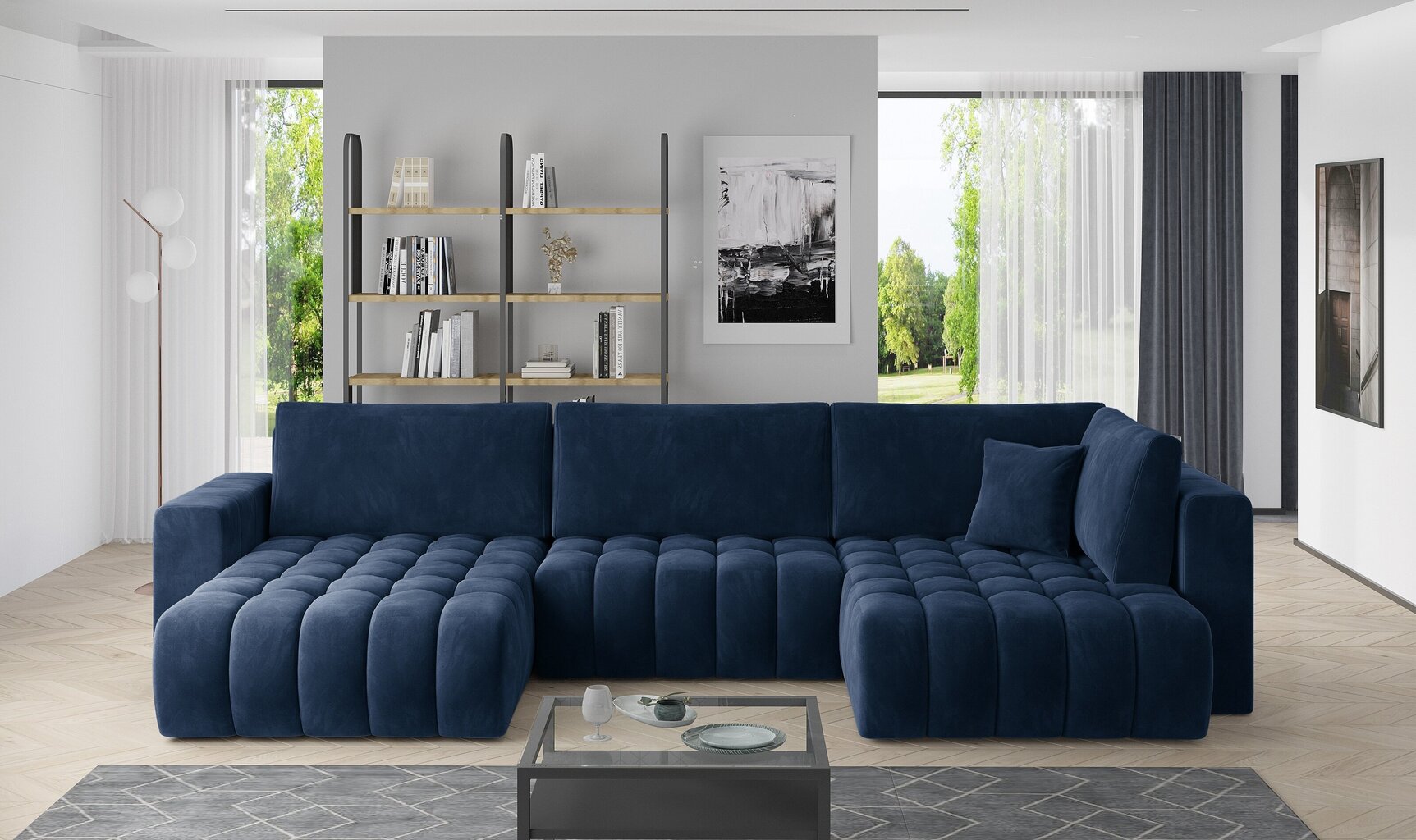 Stūra dīvāns NORE Bonito Lukso, tumši zils cena un informācija | Stūra dīvāni | 220.lv