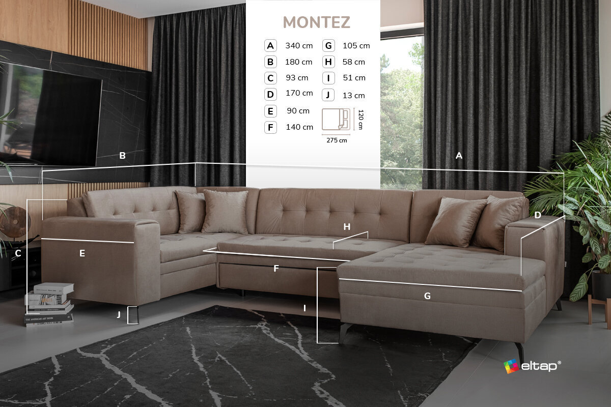 Stūra dīvāns NORE Montez Savoi, brūns cena un informācija | Stūra dīvāni | 220.lv
