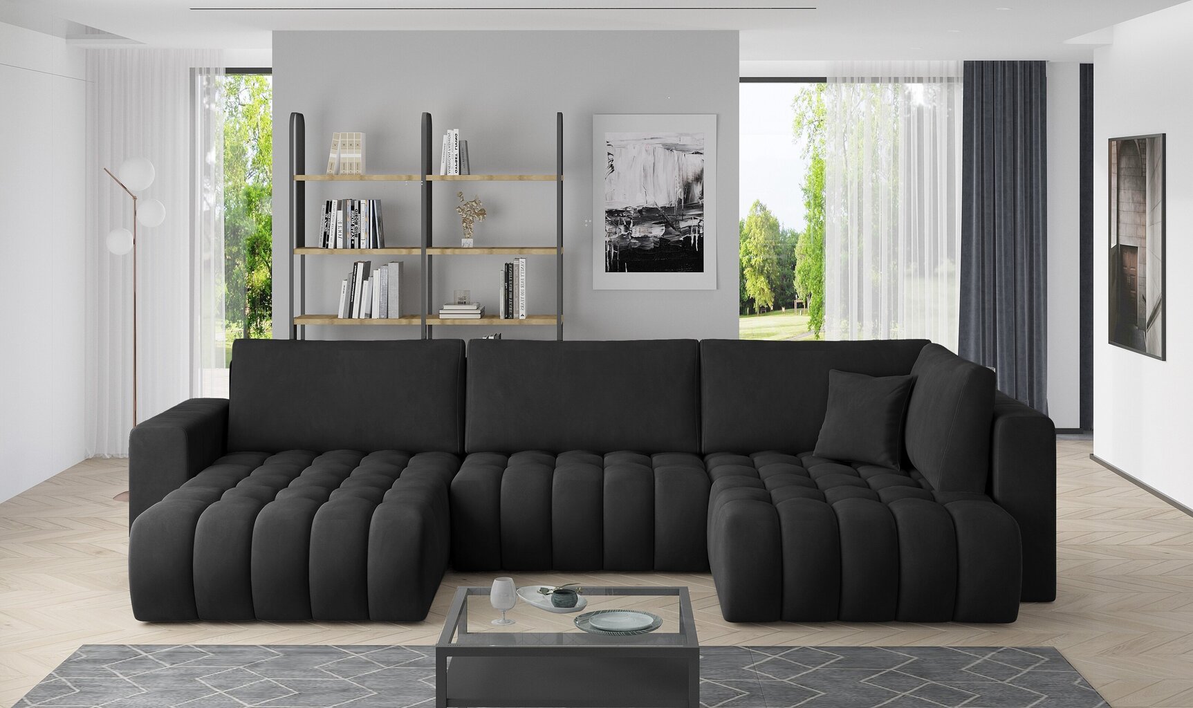 Stūra dīvāns NORE Bonito Nube, tumši pelēks cena un informācija | Stūra dīvāni | 220.lv