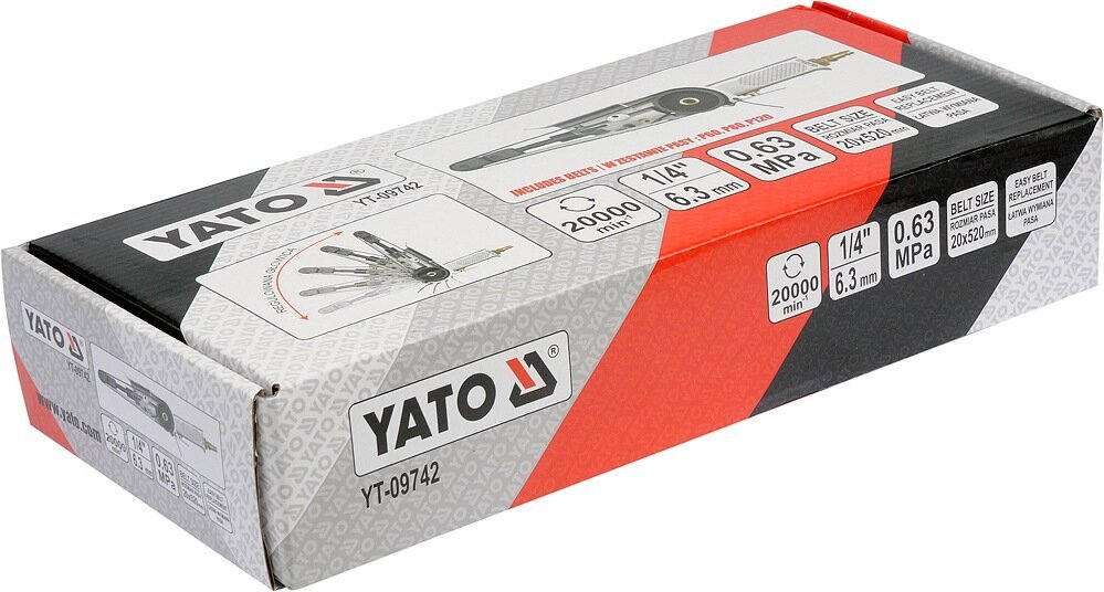 Pneimatiskā lentes slīpmašīna 20 x 520 mm YT-09742 YATO цена и информация | Slīpmašīnas | 220.lv