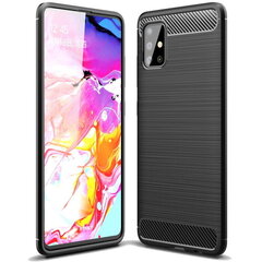 TakeMe TPU plāns aizmugures maks-apvalks ar KARBONA virsmas efektu priekš Samsung Galaxy A51 (A515F) Melns цена и информация | Чехлы для телефонов | 220.lv