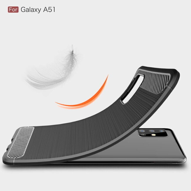 TakeMe TPU plāns aizmugures maks-apvalks ar KARBONA virsmas efektu priekš Samsung Galaxy A51 (A515F) Melns cena un informācija | Telefonu vāciņi, maciņi | 220.lv
