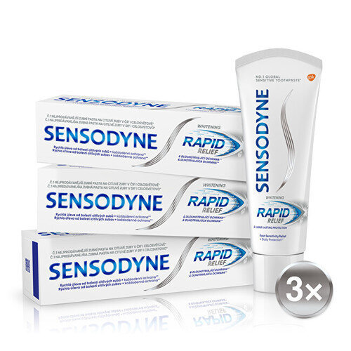 Zobu pasta Sensodyne Rapid Whitening, 3 x 75 ml цена и информация | Zobu pastas, birstes | 220.lv