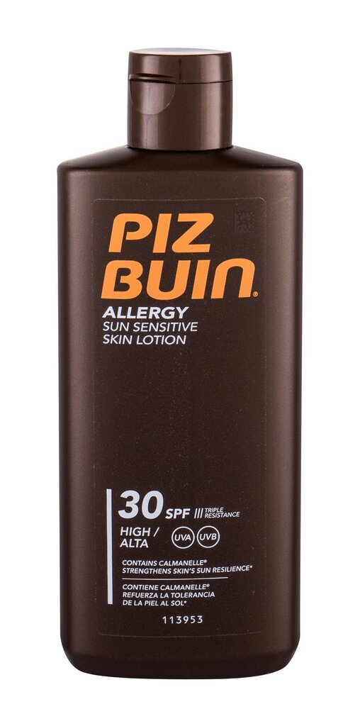 Ūdensizturīgs sauļošanās līdzeklis jutīgai ādai PIZ BUIN Allergy SPF 30 Sun Sensitive Skin Lotion 200 ml cena un informācija | Sauļošanās krēmi | 220.lv