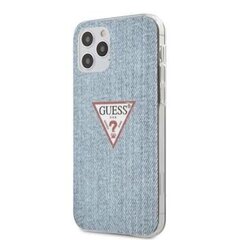 Maciņš aizmugurējais Guess       iPhone 12 Pro Max PC/TPU Denim Triangle Cover    Light Blue cena un informācija | Telefonu vāciņi, maciņi | 220.lv