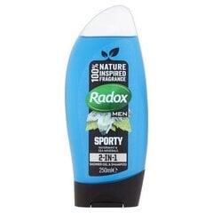 Dušas želeja un šampūns vīriešiem Radox Feel Sporty 2 in 1, 250 ml cena un informācija | Dušas želejas, eļļas | 220.lv