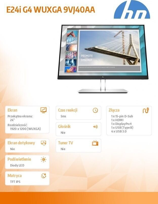 24 Full HD+ IPS monitors HP EliteDisplay E24i G4 cena un informācija | Monitori | 220.lv