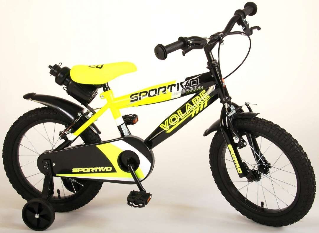 Bērnu velosipēds Volare Sportivo 16, dzeltens-melns, 2 rokas bremzes cena un informācija | Velosipēdi | 220.lv