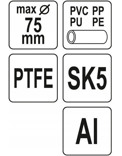 Cauruļu šķēres, griezējs YATO PVC PP, PE, PU 75mm YT-22274 цена и информация | Rokas instrumenti | 220.lv