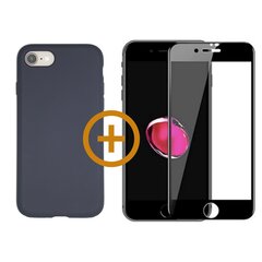 360 aizsardzība - komplekts silikona vāciņš iPhone 7/8, SE2020 pelēks (space) un aizsargstikls melns cena un informācija | Telefonu vāciņi, maciņi | 220.lv
