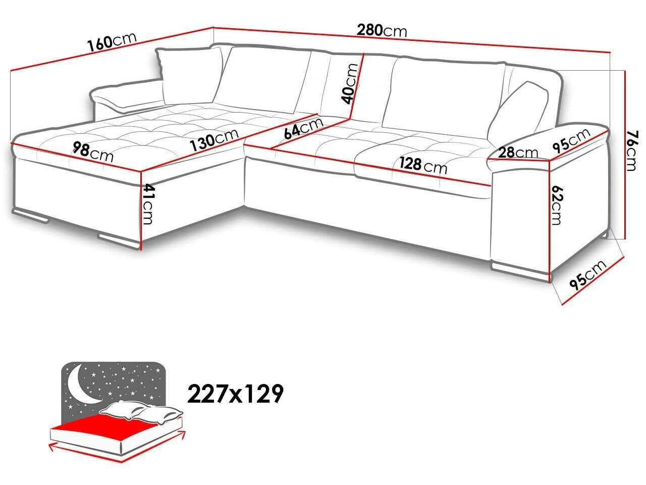 Izvelkamais stūra dīvāns Diana, kreisais stūris цена и информация | Stūra dīvāni | 220.lv